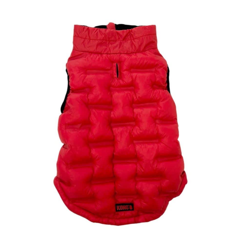 Kong Red Puffer Vest with Zipper Closure